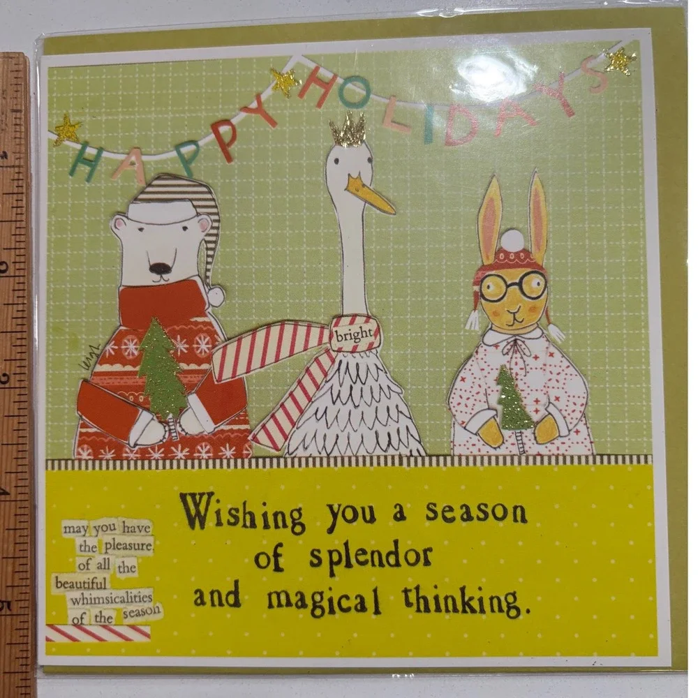 2 Holiday Greeting Cards Polar Bear Goose Rabbit‎ Holiday Warmest Wishes New